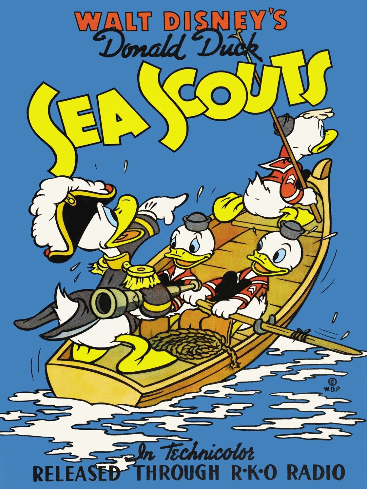 SEA SCOUTS DONALDS, WALT-DISNEY, 1939,REPRO AFFICHE CINEMA VINTAGE HQ