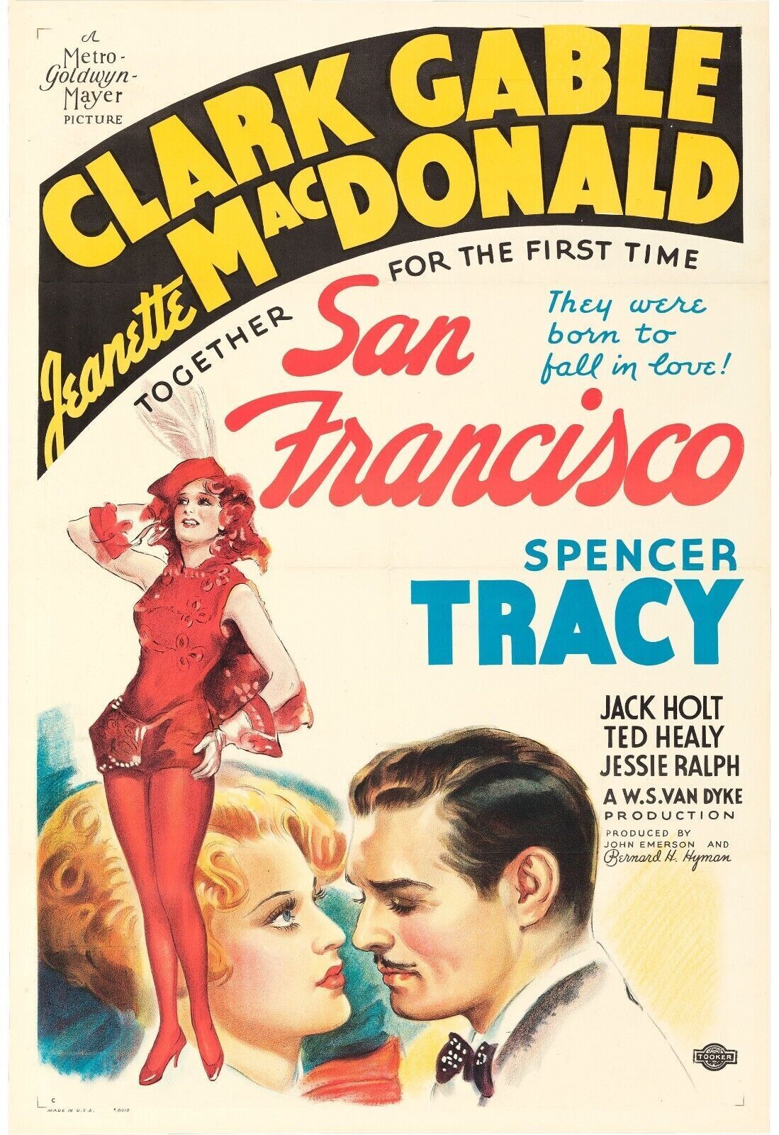 SAN FRANCISCO, CLARK GABLE, 1936, repro affiche de cinema, HQ