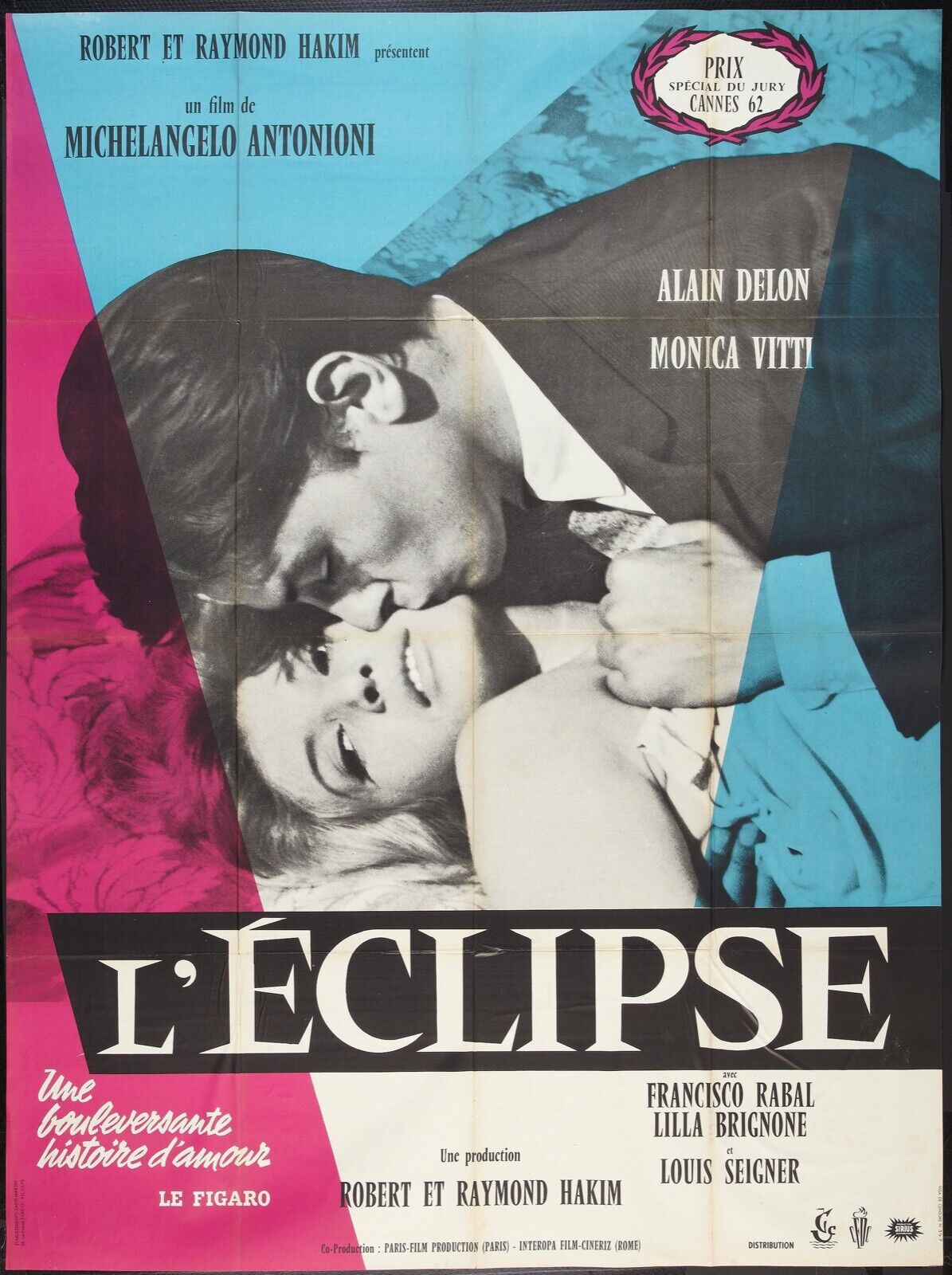 L’ÉCLIPSE, ALAIN DELON, 1962, REPRO MOVIE POSTER, VINTAGE, HQ