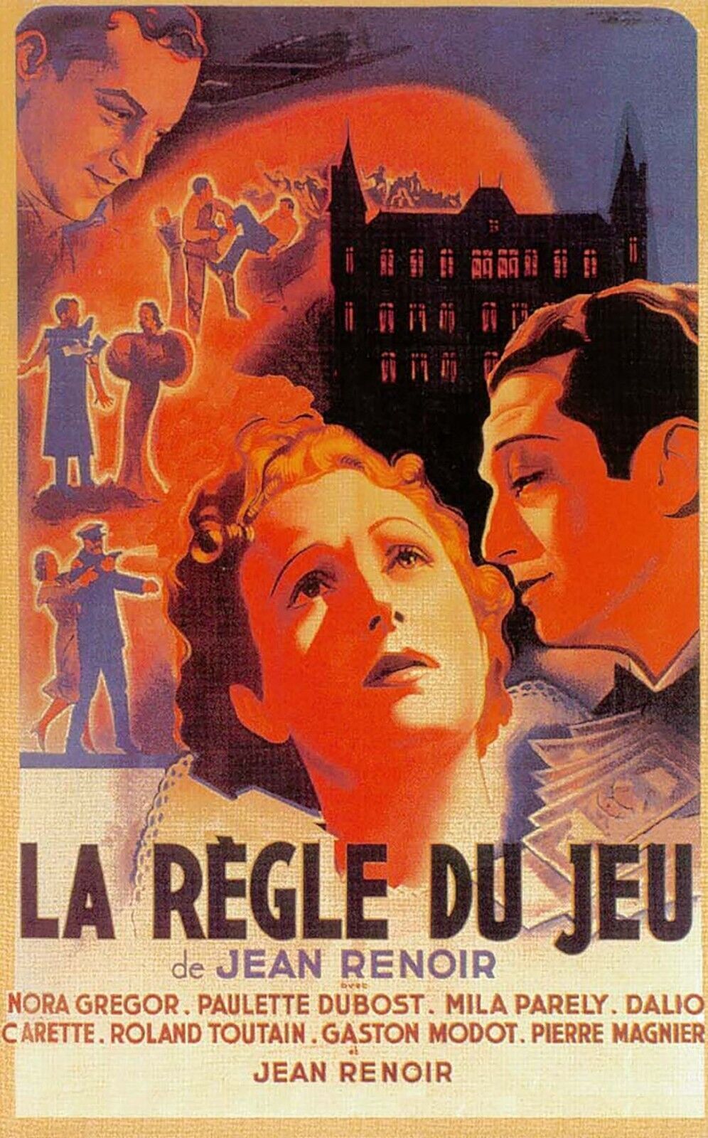 LA RÈGLE DU JEU, THE RULES OF THE GAME, JEAN RENOIR, 1939,  REPRO AFFICHE DE CINÉMA VINTAGE, HQ