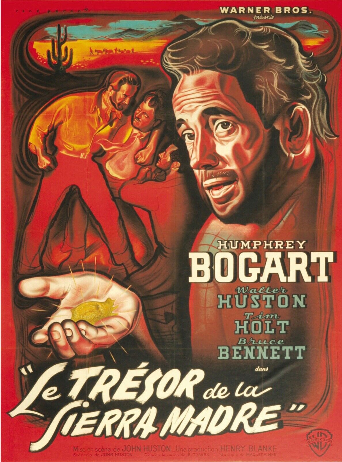 LE TRÉSOR DE LA SIERRA MADRE, HUMPHREY BOGART, 1948, REPRO AFFICHE CINÉMA VINTAGE, HQ