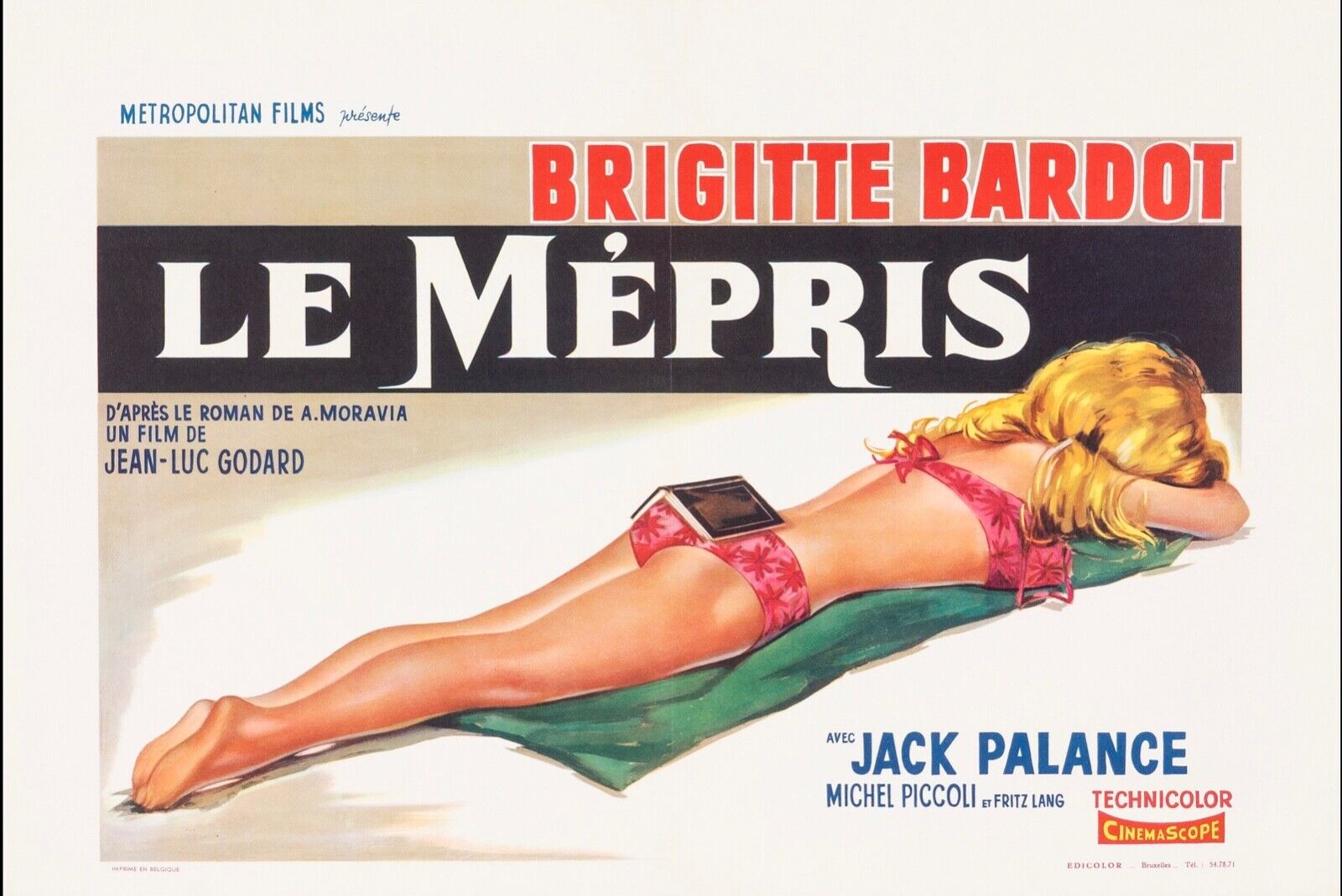 LE MÉPRIS, BRIGITTE BARDOT, 1963, repro affiche de cinema, VINTAGE, HQ