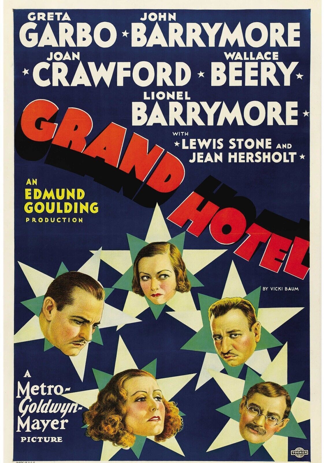 GRAND HOTEL, GARBO, CRAWFORD, 1932 REPRO VINTAGE POSTER HQ