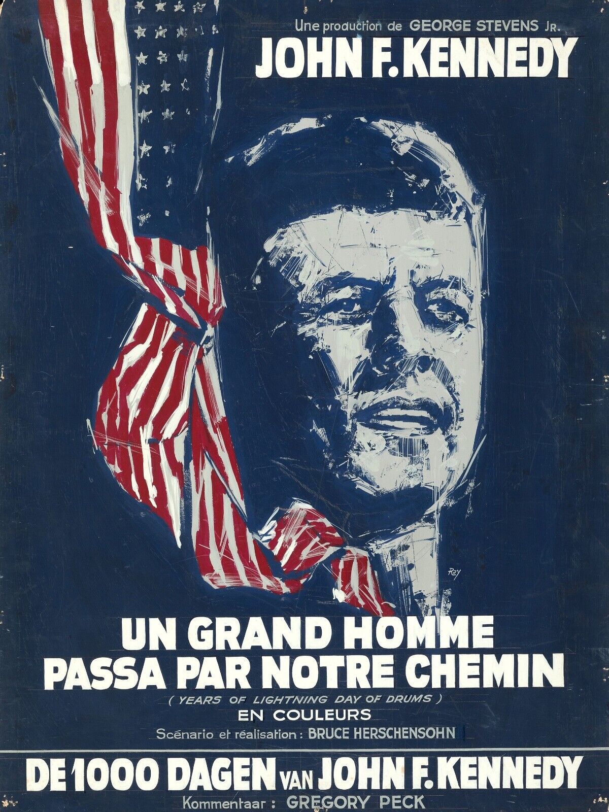 JOHN F. KENNEDY, UN GRAND HOMME, REPRO AFFICHE DE CINEMA VINTAGE