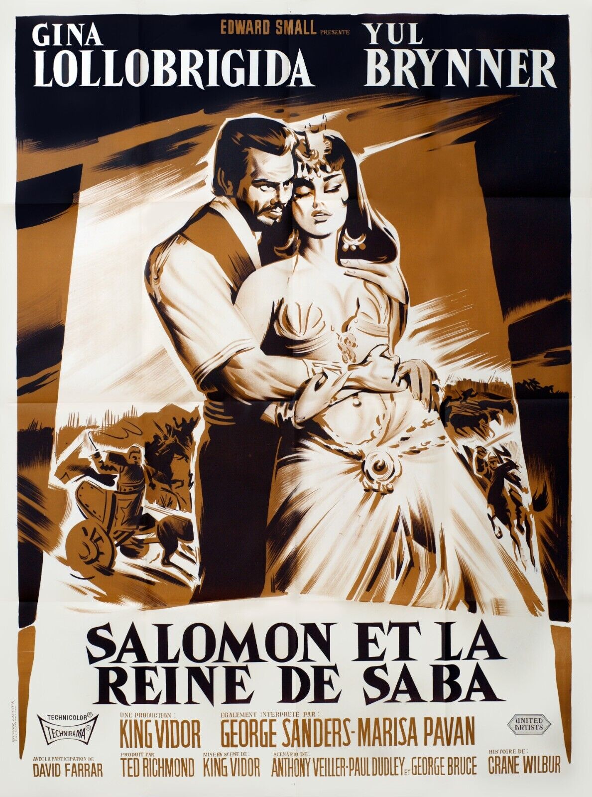 SALOMON ET LA REINE DE SABA, YUL BRYNNER, 1959, REPRO AFFICHE CINEMA VINTAGE, HQHQ