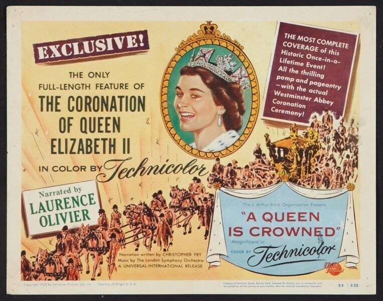 THE CORONATION OF QUEEN ELIZABETH II, Repro affiche cinéma, HQ