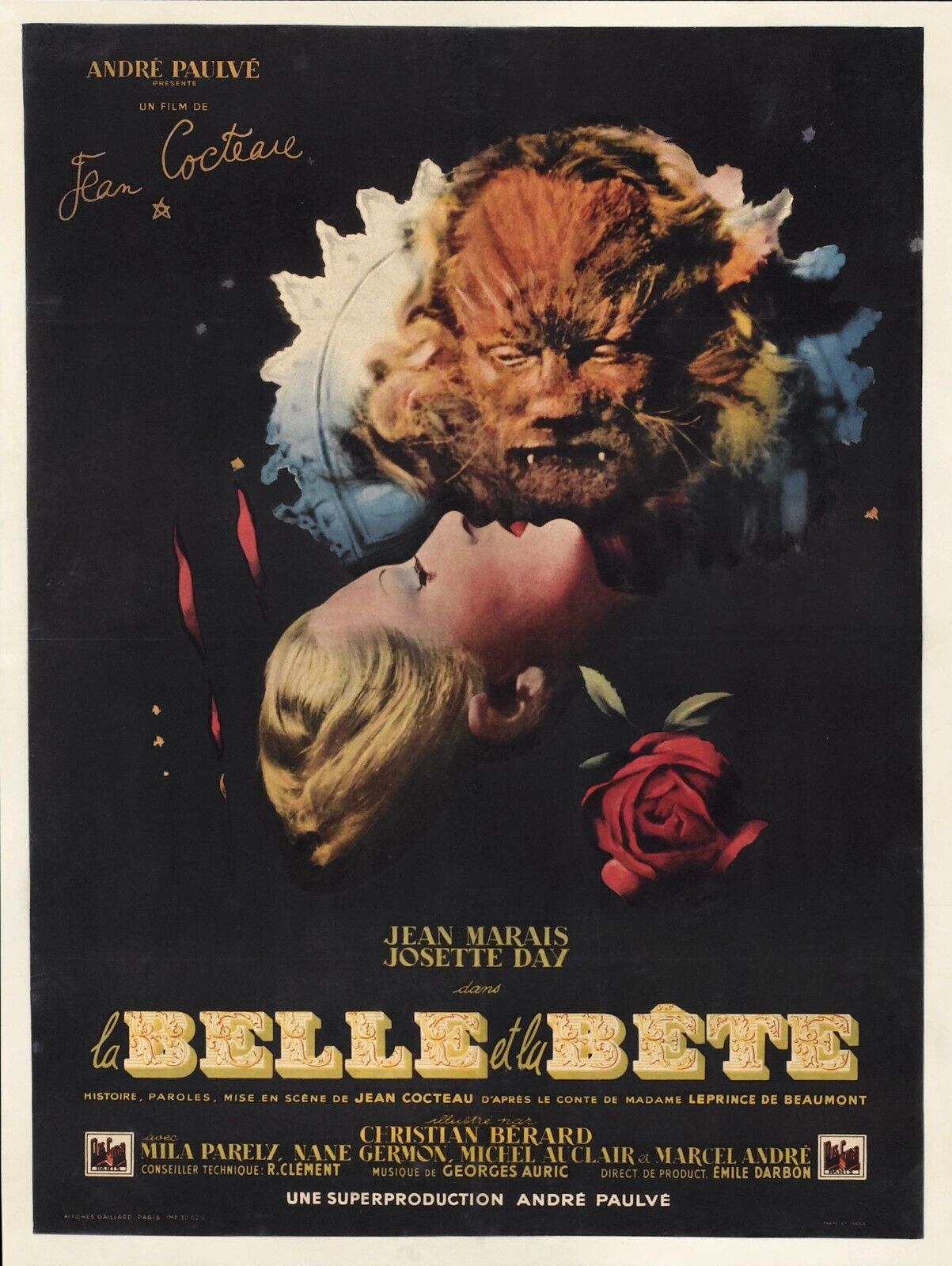 LA BELLE ET LA BETE, (BEAUTY AND THE BEAST) JEAN MARAIS, MOVIE POSTER HQ
