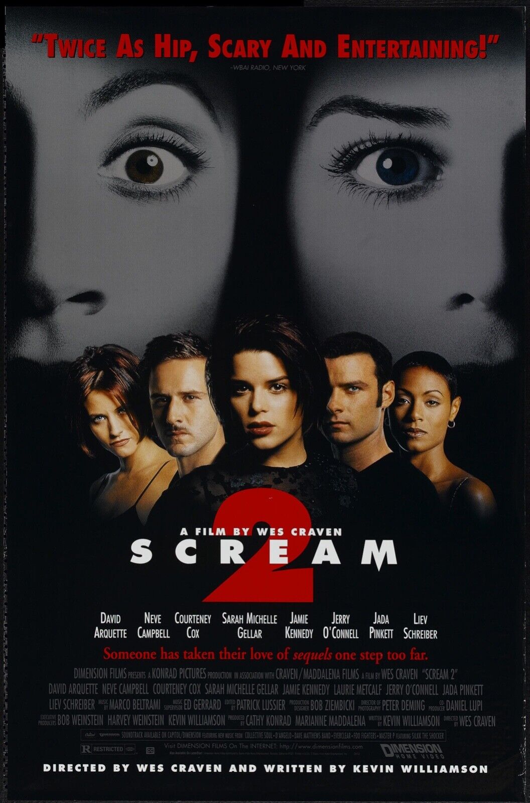 SCREAM 2, NEVE CAMPBELL, 1997, REPRO AFFICHE CINÉMA VINTAGE, HQ