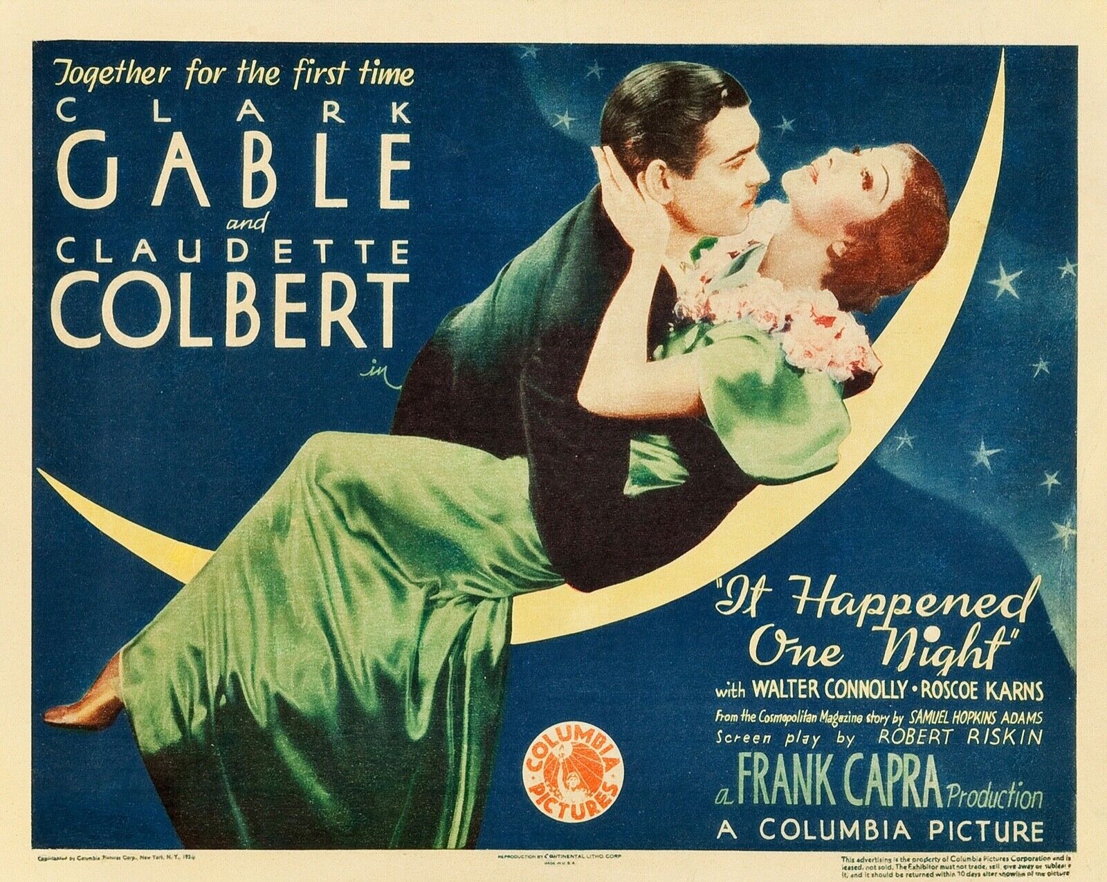 NEW-YORK_MIAMI, CLARK GABLE, 1934, REPRO VINTAGE CINEMA POSTER, HQ