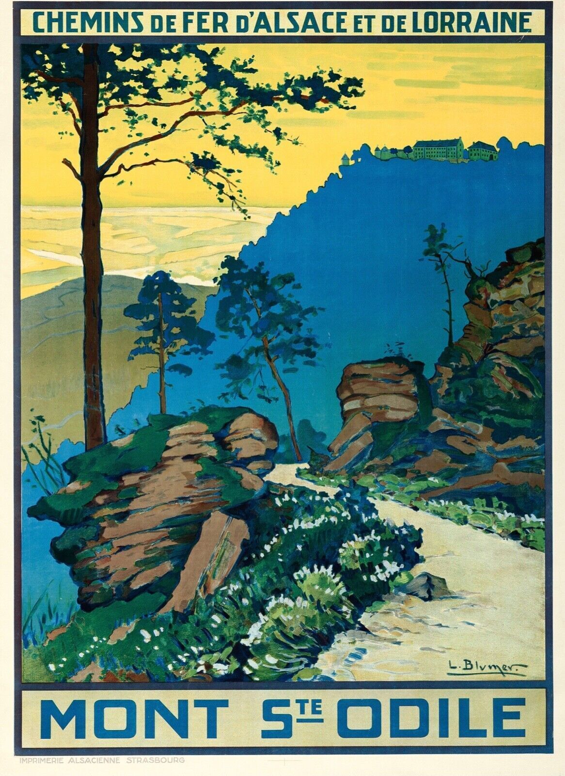 MONT SAINT-ODILE REPRO, ALSACE, FRANCE, VINTAGE TRAVEL POSTER, HQ