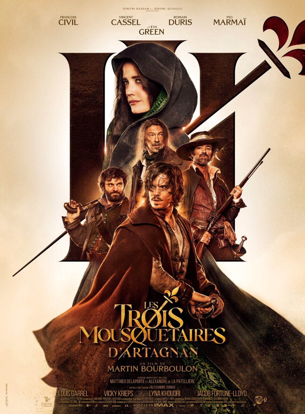 LES TROIS MOUSQUETAIRES : D’ARTAGNAN, MARTIN BOURBOULON, 2023, repro affiche de cinema, VINTAGE, HQ