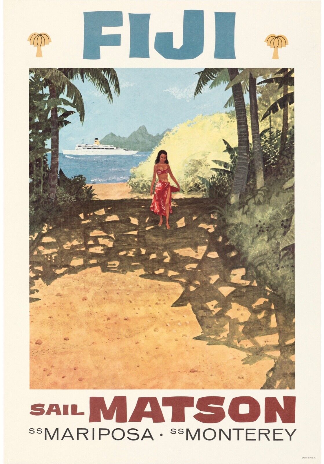 FIJI, FIJI ISLANDS, TRAVEL, TOURISM, REPRO VINTAGE ADVERTISING POSTER, HQ
