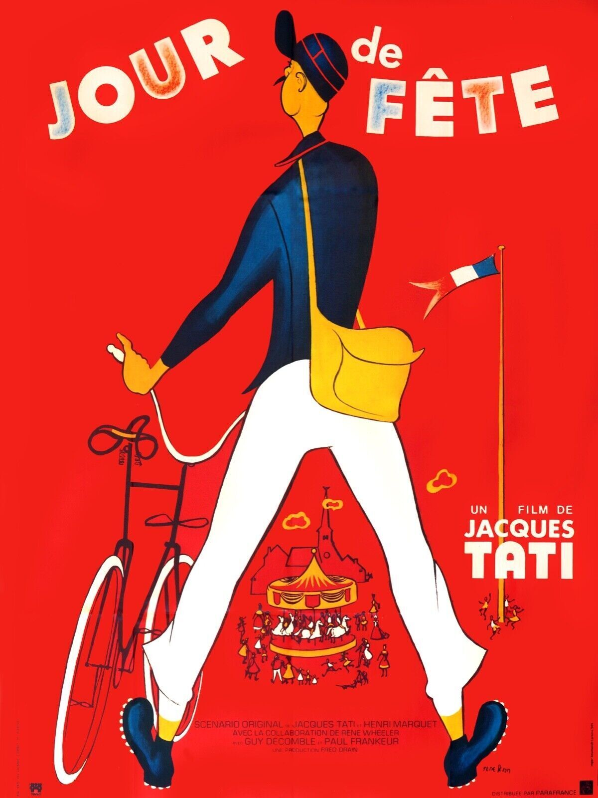 JOUR DE FÊTE, JACQUES TATI, AFFICHE CINEMA VINTAGE