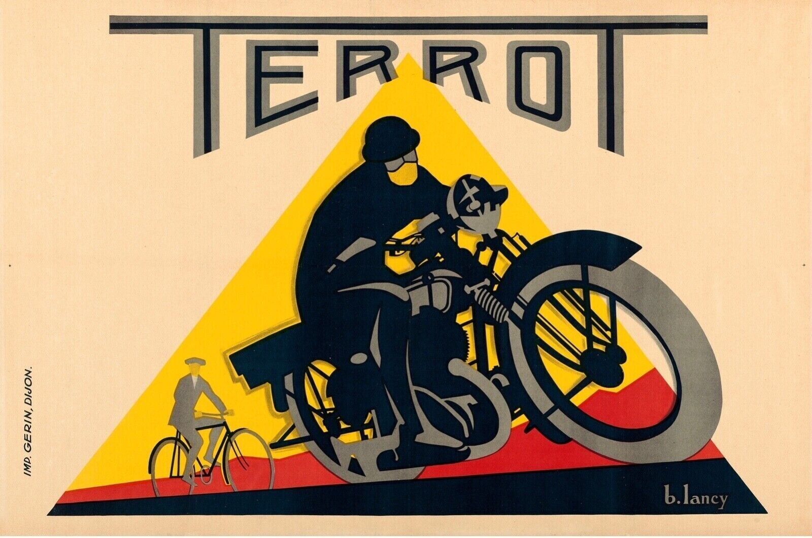 TERROT MOTO MOTARD, REPRODUCTION AFFICHE PUBLICITAIRE VINTAGE, HQ