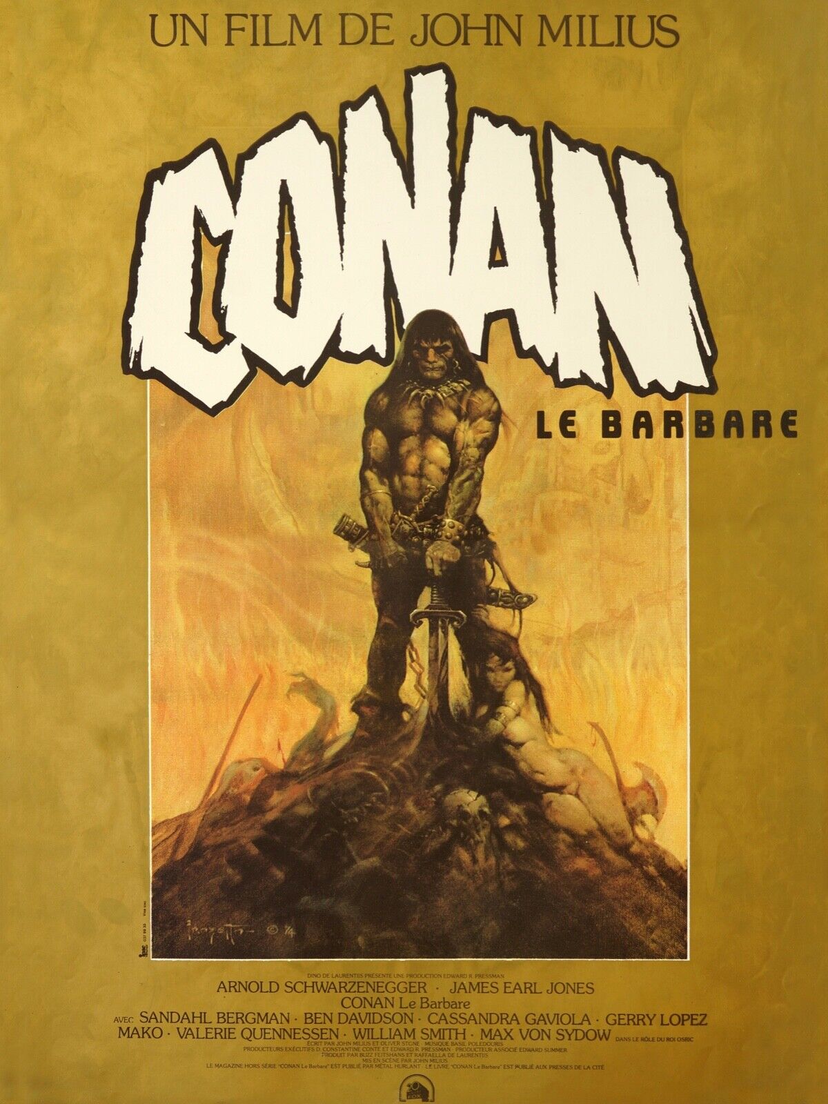 CONAN THE BARBARIAN, JOHN MILIUS, 1982, REPRO MOVIE POSTER, VINTAGE, HQ, ON CANVAS