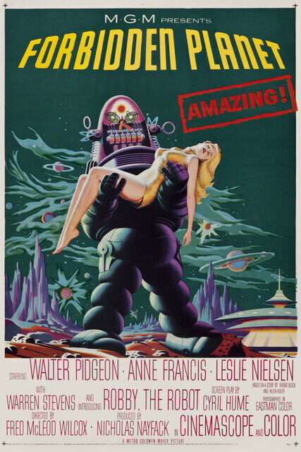 FORBIDDEN PLANET, ANNE FRANCIS, 1956, REPRO MOVIE POSTER, VINTAGE, HQ