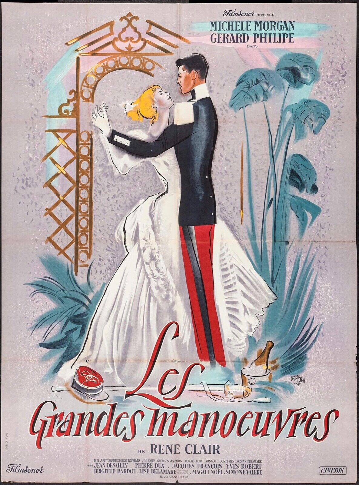 LES GRANDES MANŒUVRES, MICHELE MORGAN, 1955, Repro affiche cinéma, VINTAGE, HQ