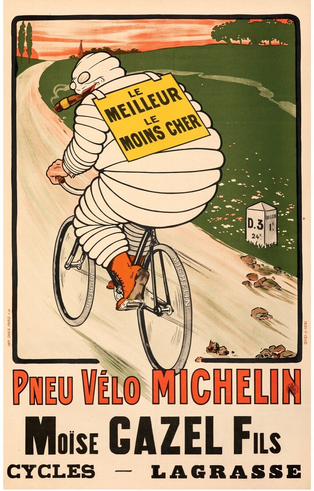 MICHELIN, PNEU VÉLO, REPRO AFFICHE PUBLICITAIRE VINTAGE, HQ