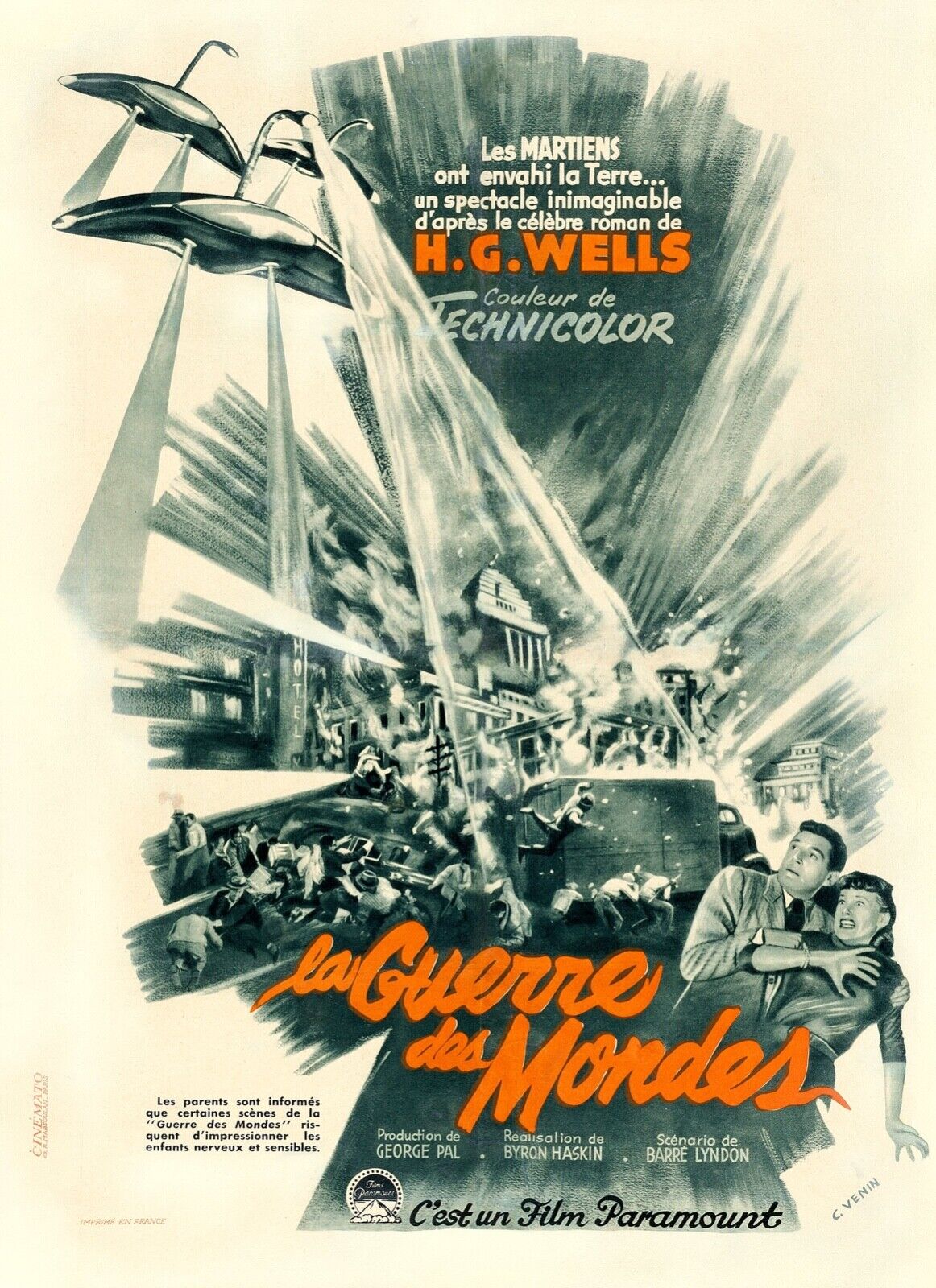 LA GUERRE DES MONDES, BYRON HASKIN, GENE BARRY, 1953, Repro affiche cinéma, VINTAGE, HQ