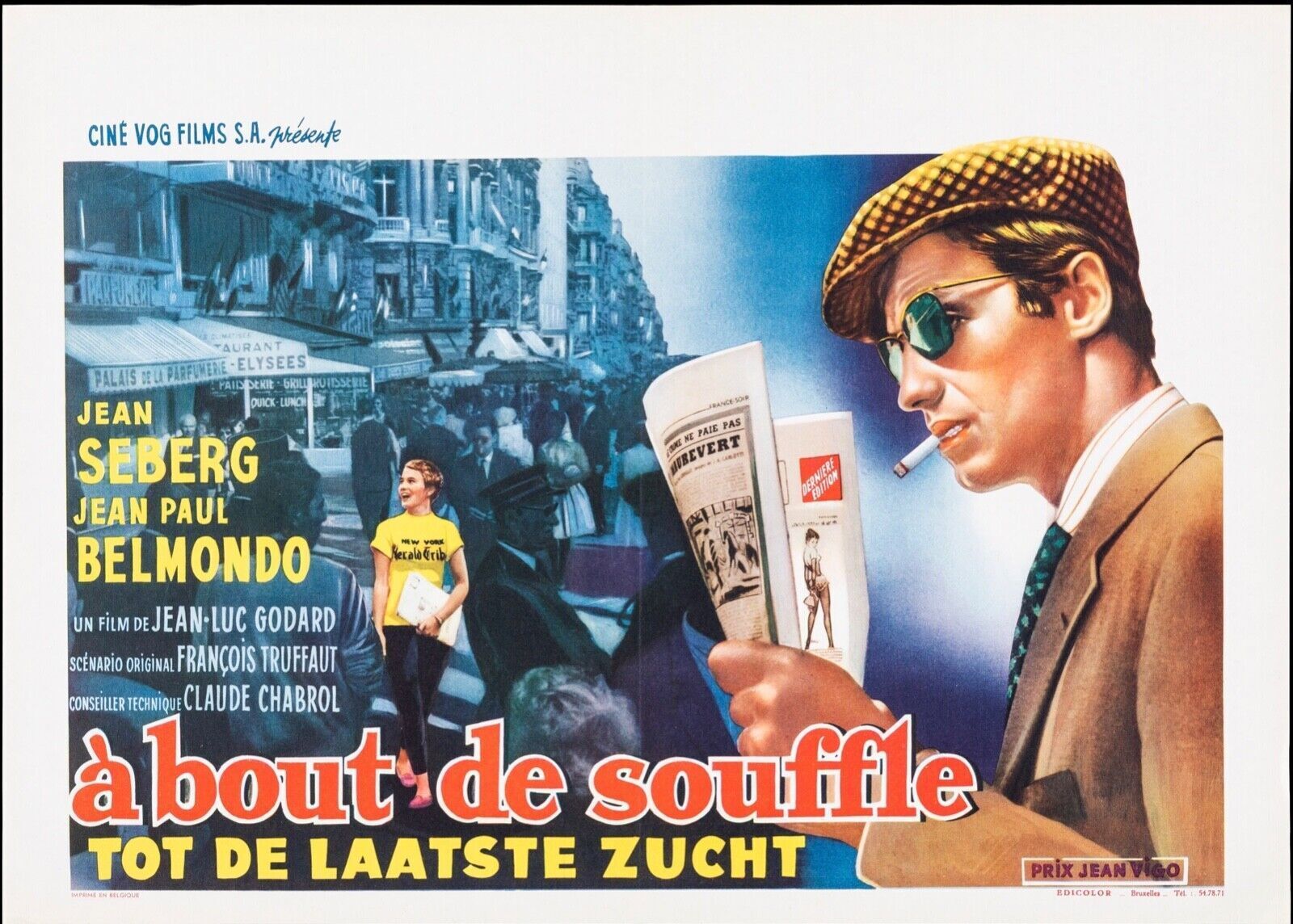 BREATHLESS, BELMONDO, REPRO VINTAGE HQ CINEMA POSTER
