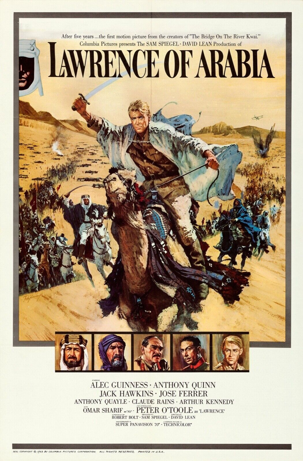 LAWRENCE D'ARABIE, ANTHONY QUINN, 1962, REPRO AFFICHE CINEMA VINTAGE, HQ