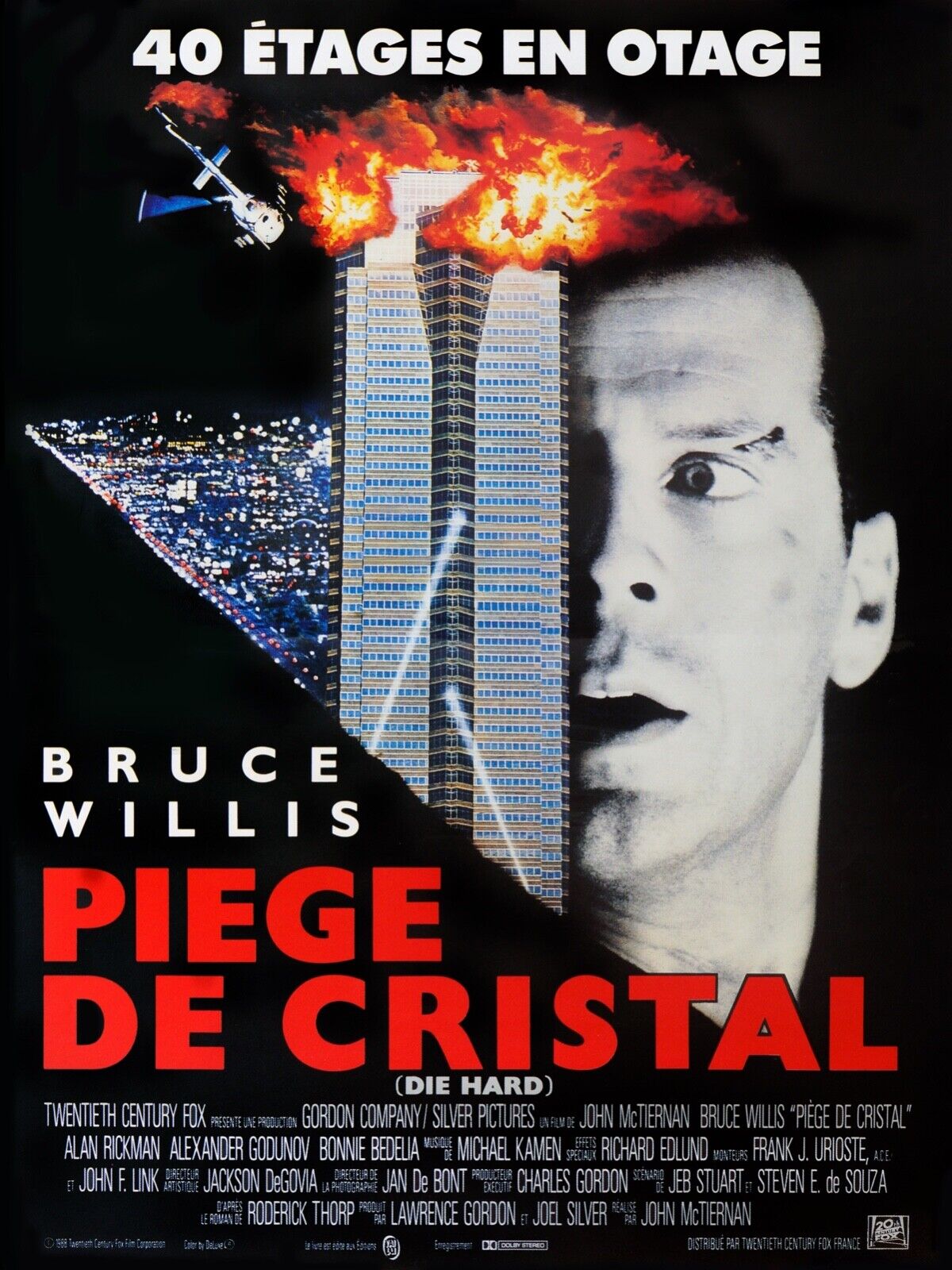 PIÈGE DE CRISTAL, BRUCE WILLIS, 1988, Repro affiche cinéma VINTAGE, HQ