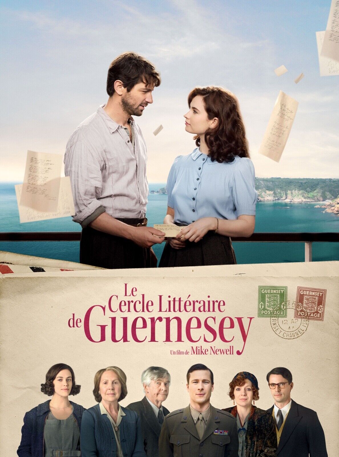 LA SOCIEDAD LITERARIA Y DEL LIBRO DE GUERNSEY, MIKE NEWELL, 2018, Reproducción de póster de cine, VINTAGE, HQ
