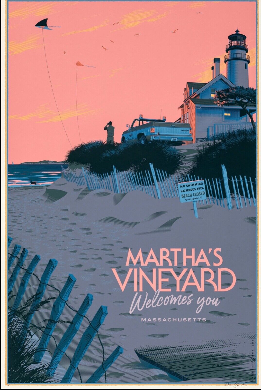 MASSACHUSETTS, USA, PLAGE, Repro Affiche Publicitaire VINTAGE, HQ