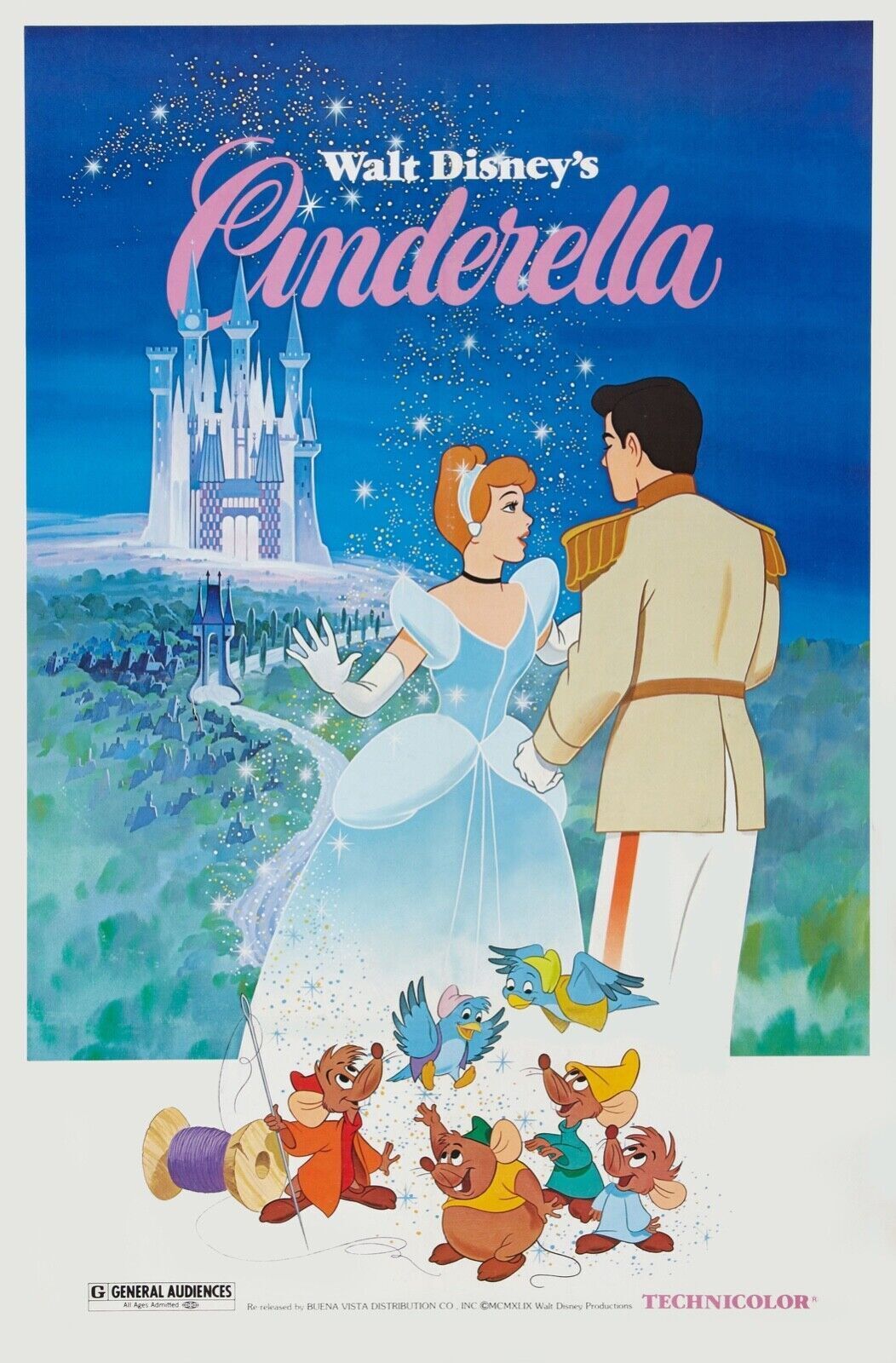 CINDERELLA, WALT DISNEY, 1950, REPRO MOVIE POSTER, VINTAGE, HQ