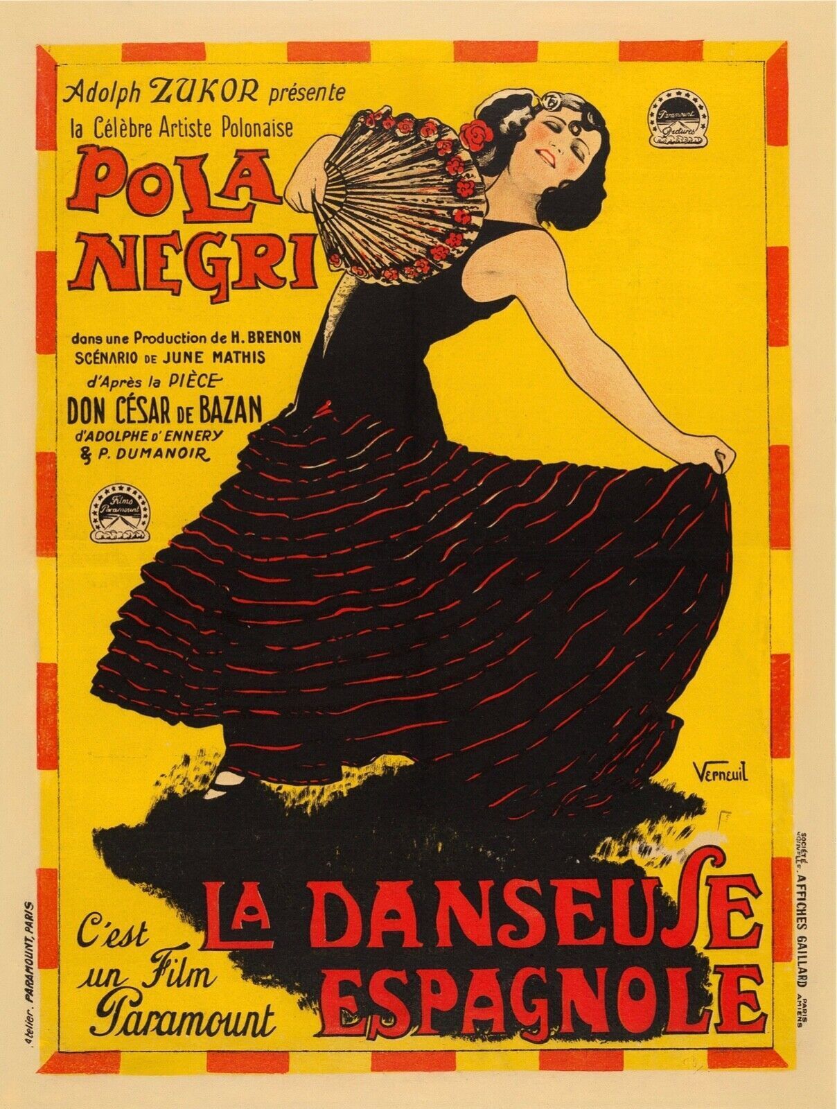 LA BAILAORA ESPAÑOLA, POLA NEGRI, Repro cartel de cine FLAMENCO, HQ