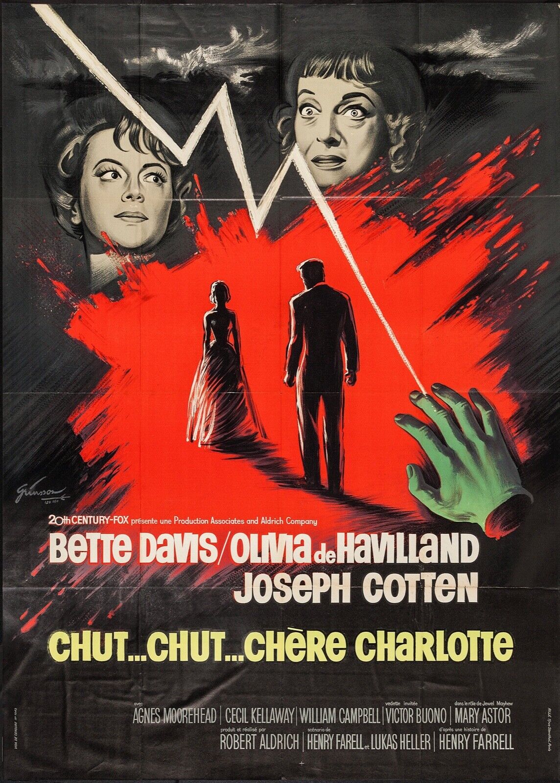 CHUT… CHUT… CHÈRE CHARLOTTE, BETTE DAVIS, 1964, REPRO AFFICHE CINÉMA VINTAGE, HQ