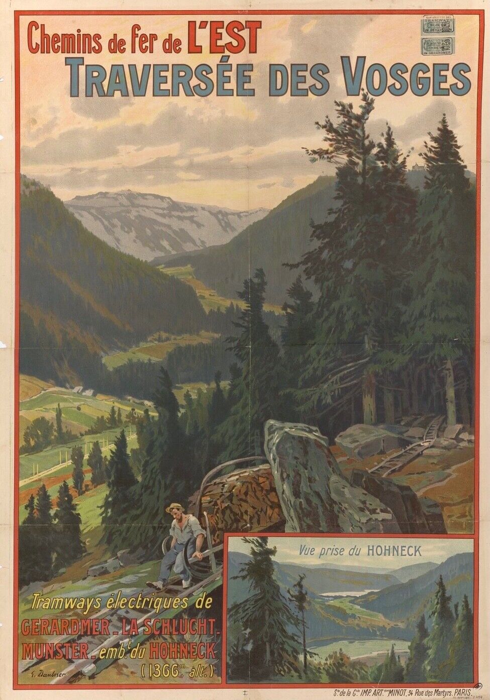 CROSSING THE VOSGES, FRANCE, REPRO TRAVEL TOURISM POSTER, VINTAGE, HQ