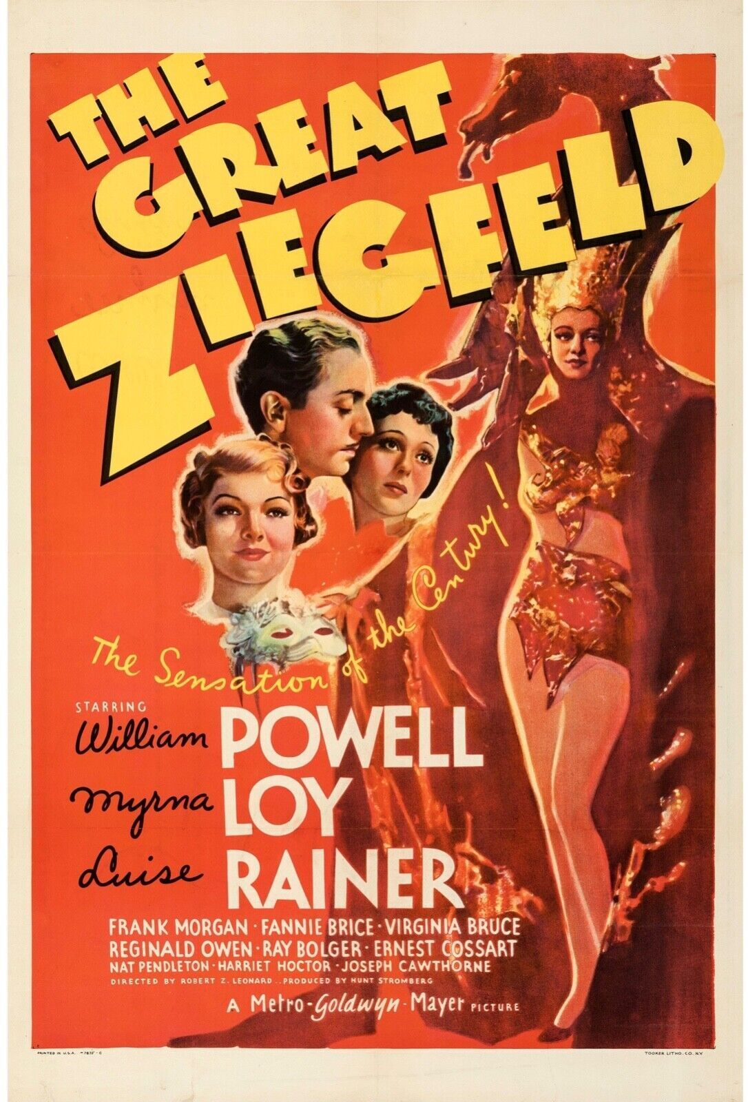 THE GREAT ZIEGFELD, WILLIAM POWELL, 1936, REPRO AFFICHE DE CINEMA, HQ
