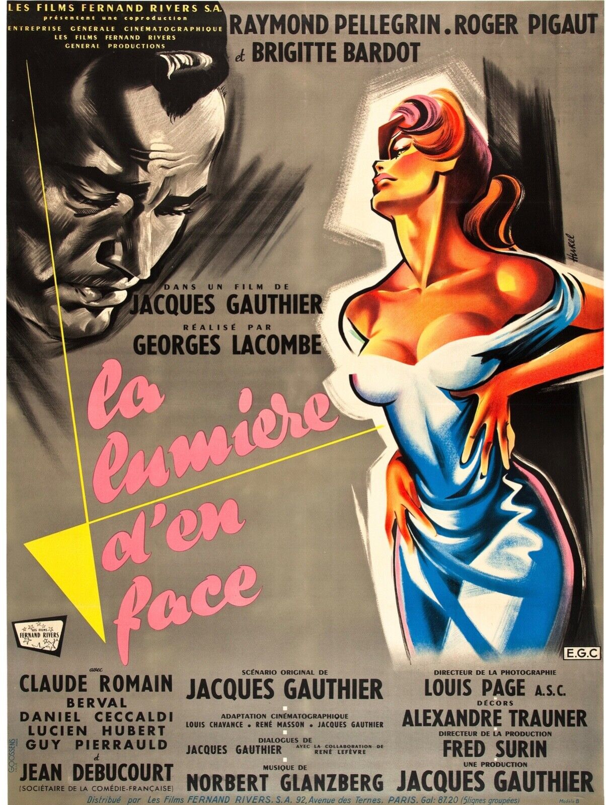 LA LUMIÈRE D’EN FACE, ROGER PIGAUT, 1955 – REPRO AFFICHE CINÉMA VINTAGE HQ