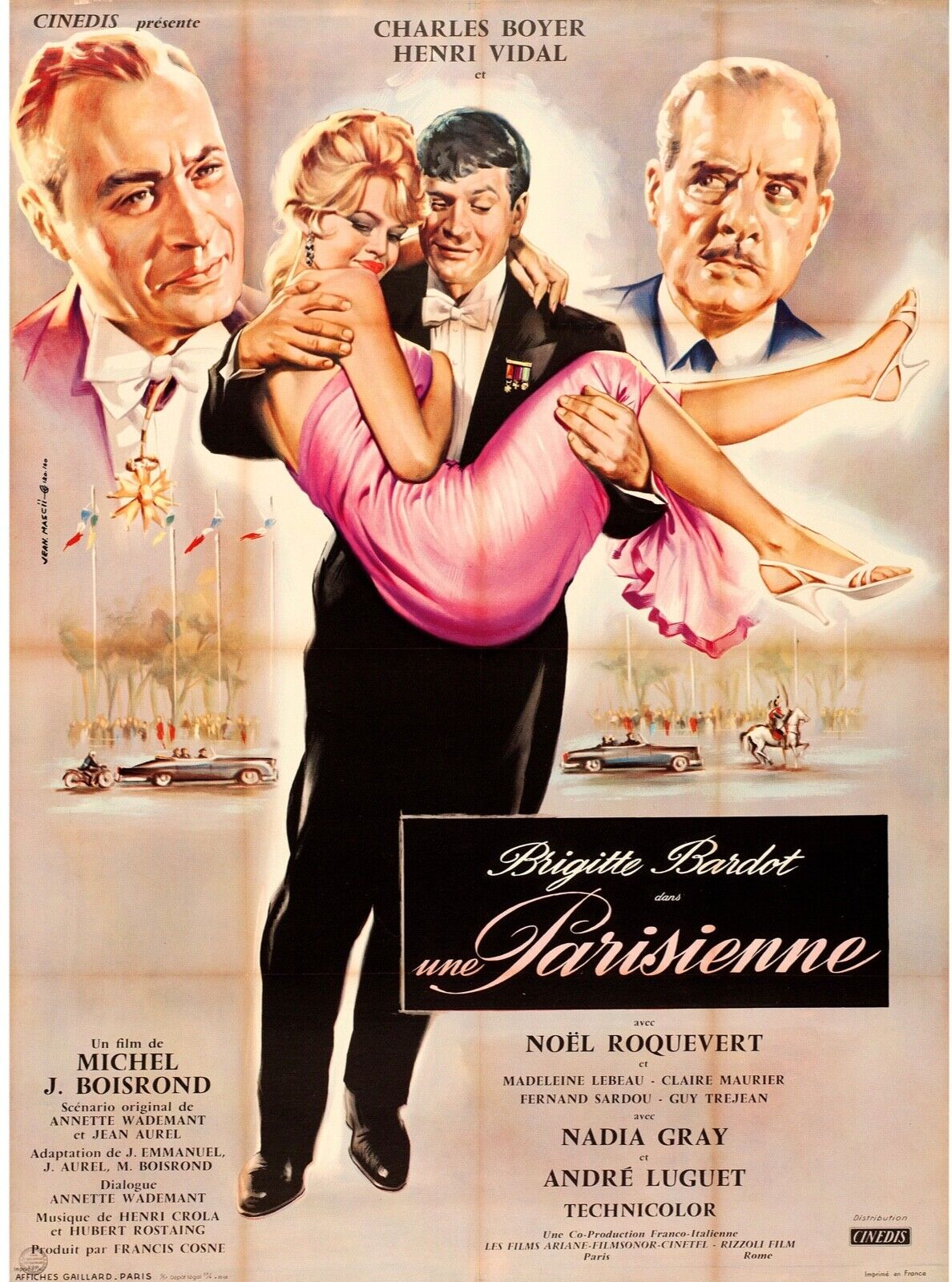 LA PARISIENNE, BRIGITTE BARDOT, 1957,  REPRO AFFICHE DE CINÉMA VINTAGE, HQ