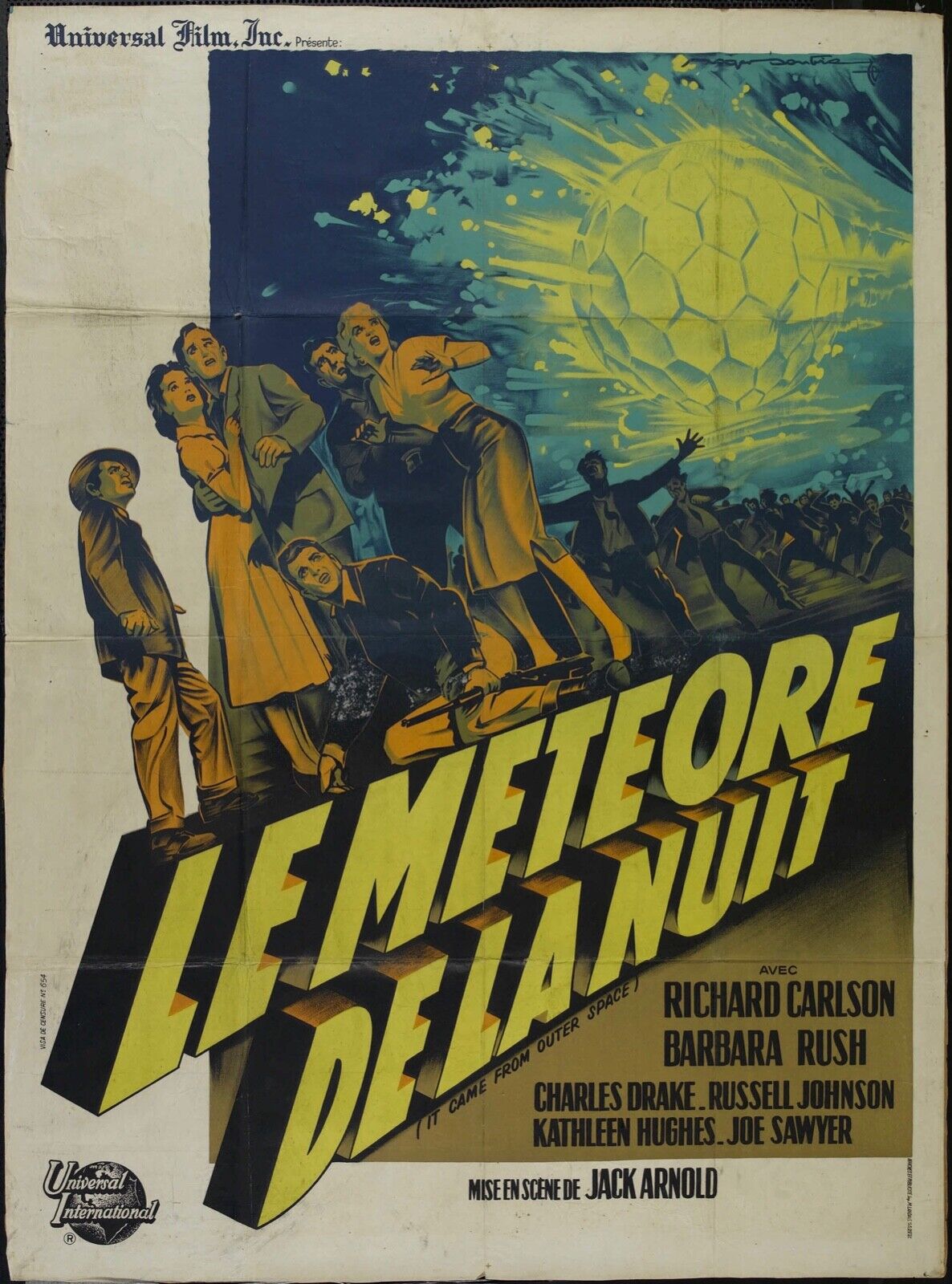 LE MÉTÉORE DE LA NUIT, RICHARD CARLSON, 1953, REPRO AFFICHE CINEMA VINTAGE, HQ