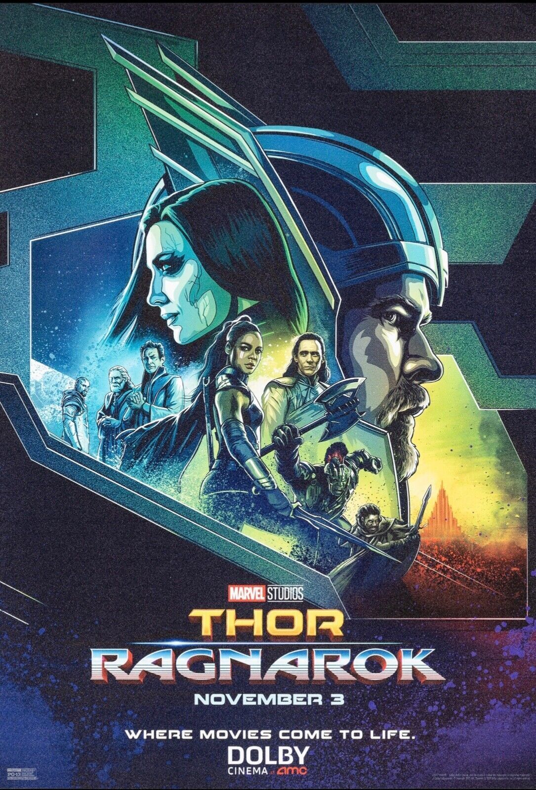 THOR RAGNAROK, CATE BLANCHETTE, CHRIS HEMSWORTH, 2017, REPRO VINTAGE CINEMA POSTER, HQ
