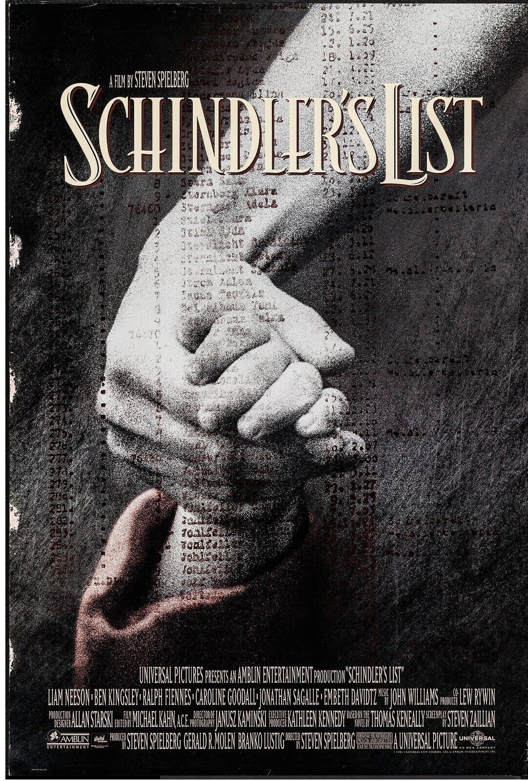 LA LISTE DE SCHINDLER, STEVEN SPIELBERG, 1993, repro affiche cinéma, VINTAGE, HQ