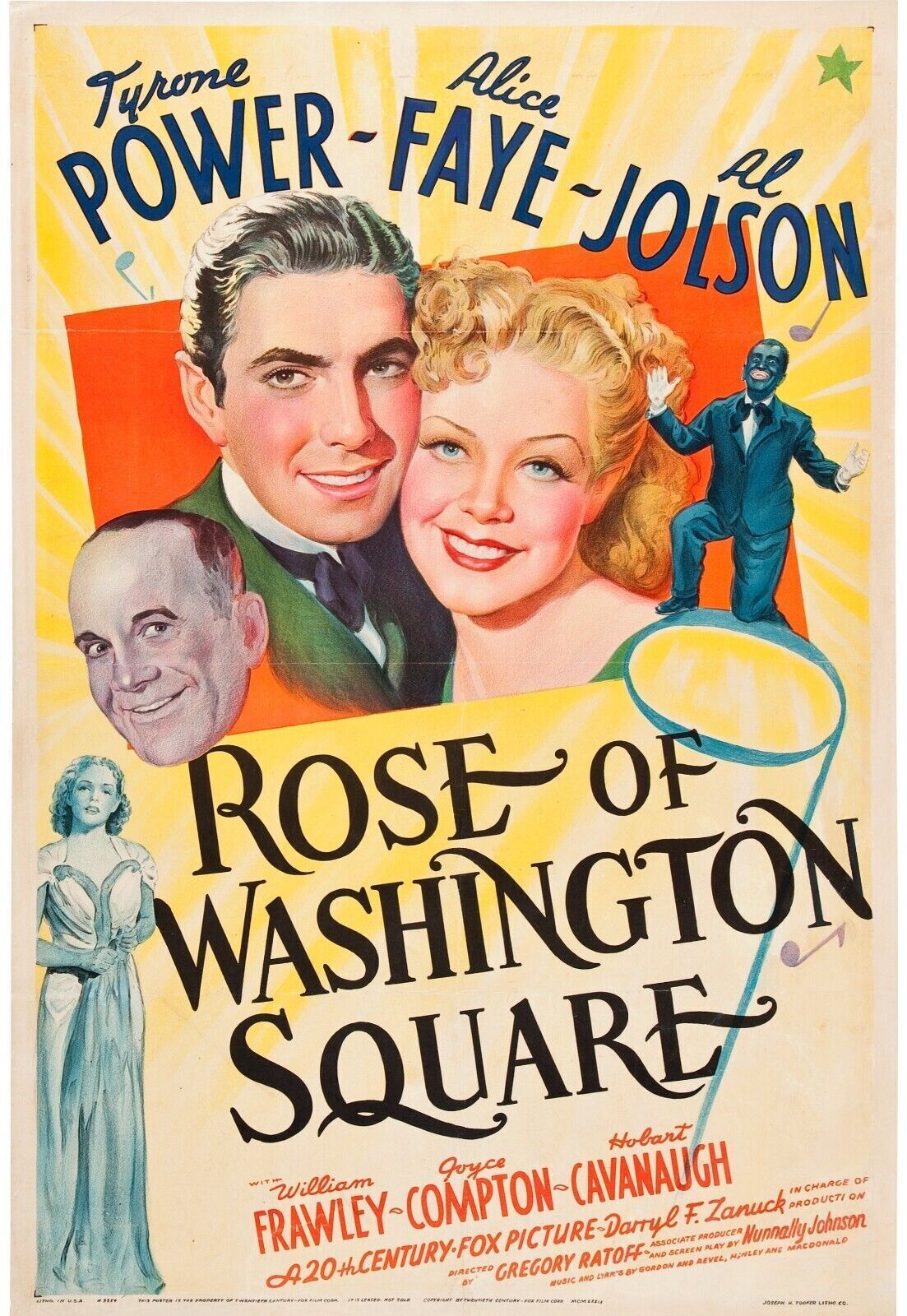 ROSE DE BROADWAY, TYRONE POWER, 1939, repro affiche cinéma, HQ