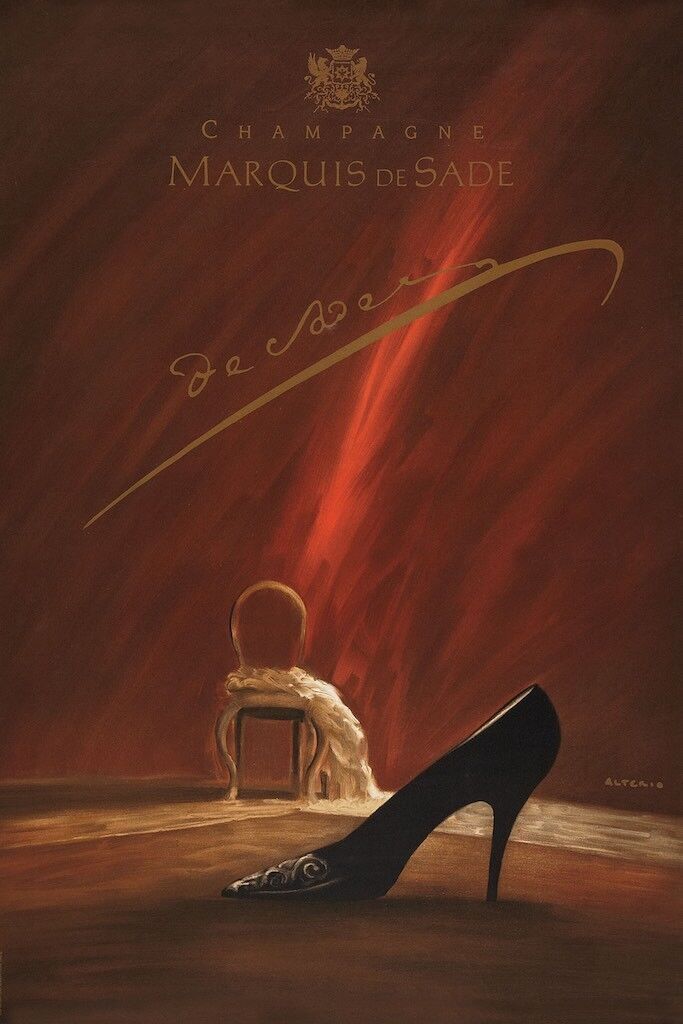 CHAMPAGNE MARQUIS DE SADE, REPRO PUBLICITY POSTER, VINTAGE, HQ
