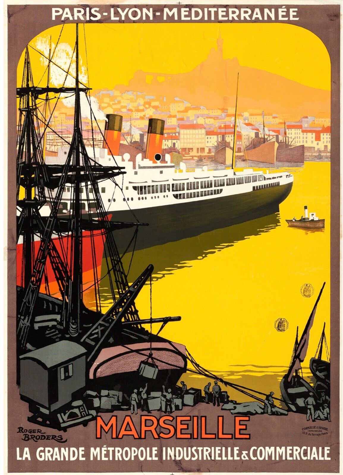 MARSEILLE, LE PORT, LA MÉDITERRANÉE, REPRO AFFICHE TOURISME VINTAGE, HQ
