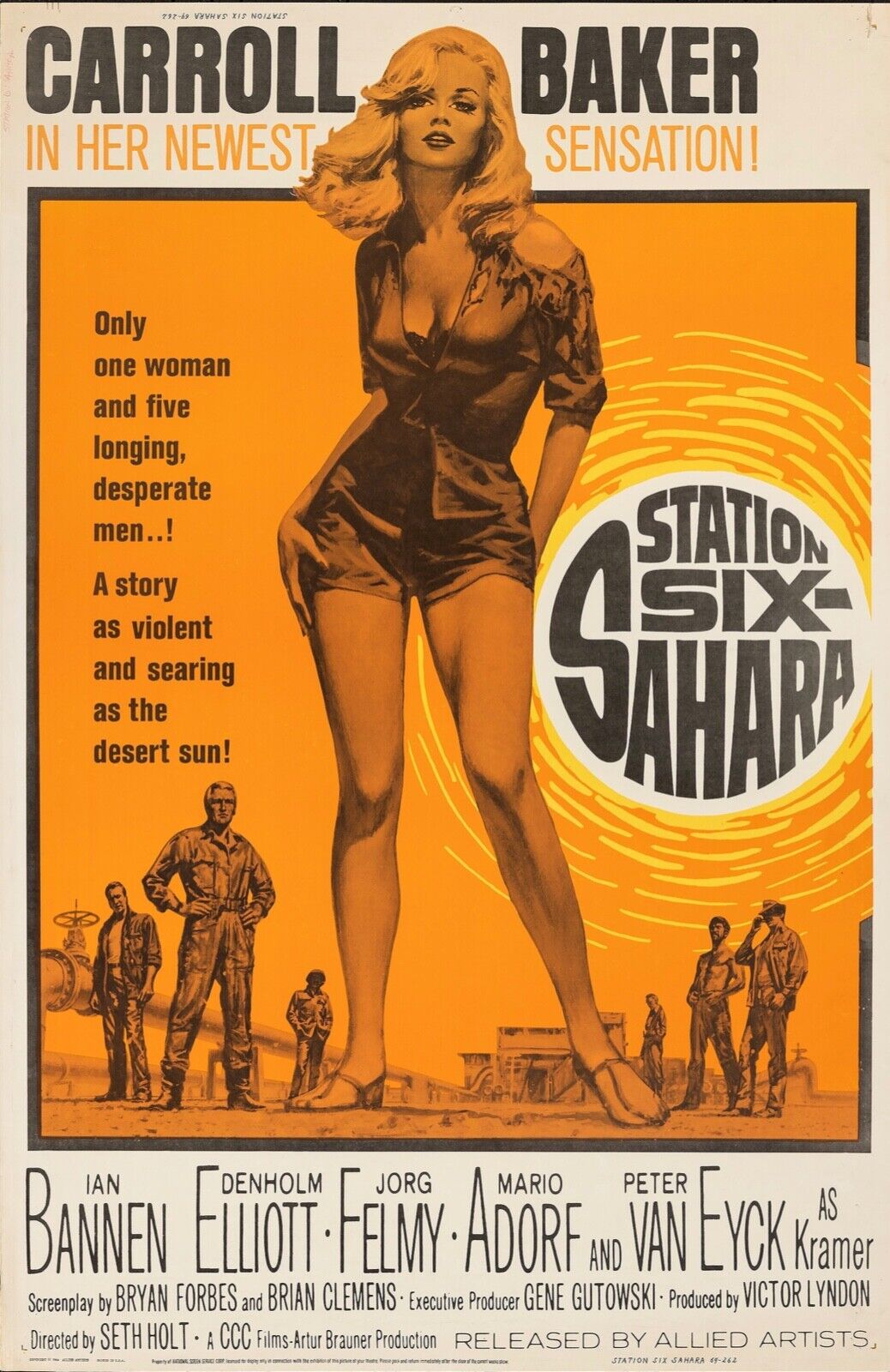THE BLONDE FROM STATION 6, STATION SIX SAHARA, CARROLL BAKER, REPRO VINTAGE THEATRICAL POSTER, HQ