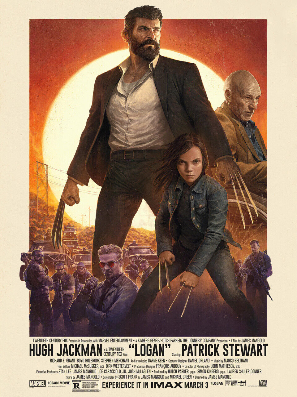 LOGAN, HUCK JACKMAN, PATRICK STEWART, 2017, AFFICHE CINEMA VINTAGE HQ REPRO SUR TOILE 340g