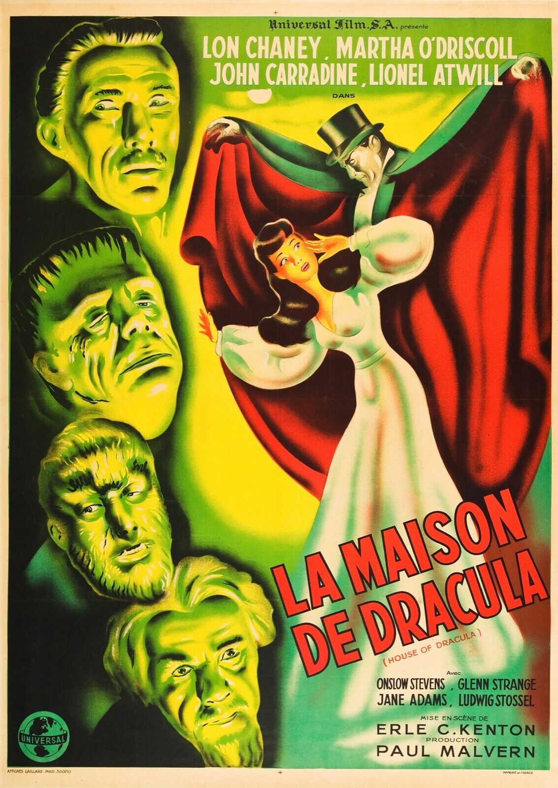 LA MAISON DE DRACULA, LON CHANEY JR., 1945, repro affiche cinéma, VINTAGE, HQ