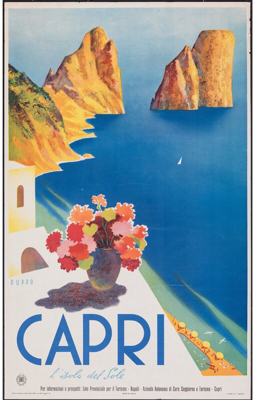 CAPRI, ITALIE, MER, REPRO TRAVEL PUBLICITY POSTER, VINTAGE, HQ
