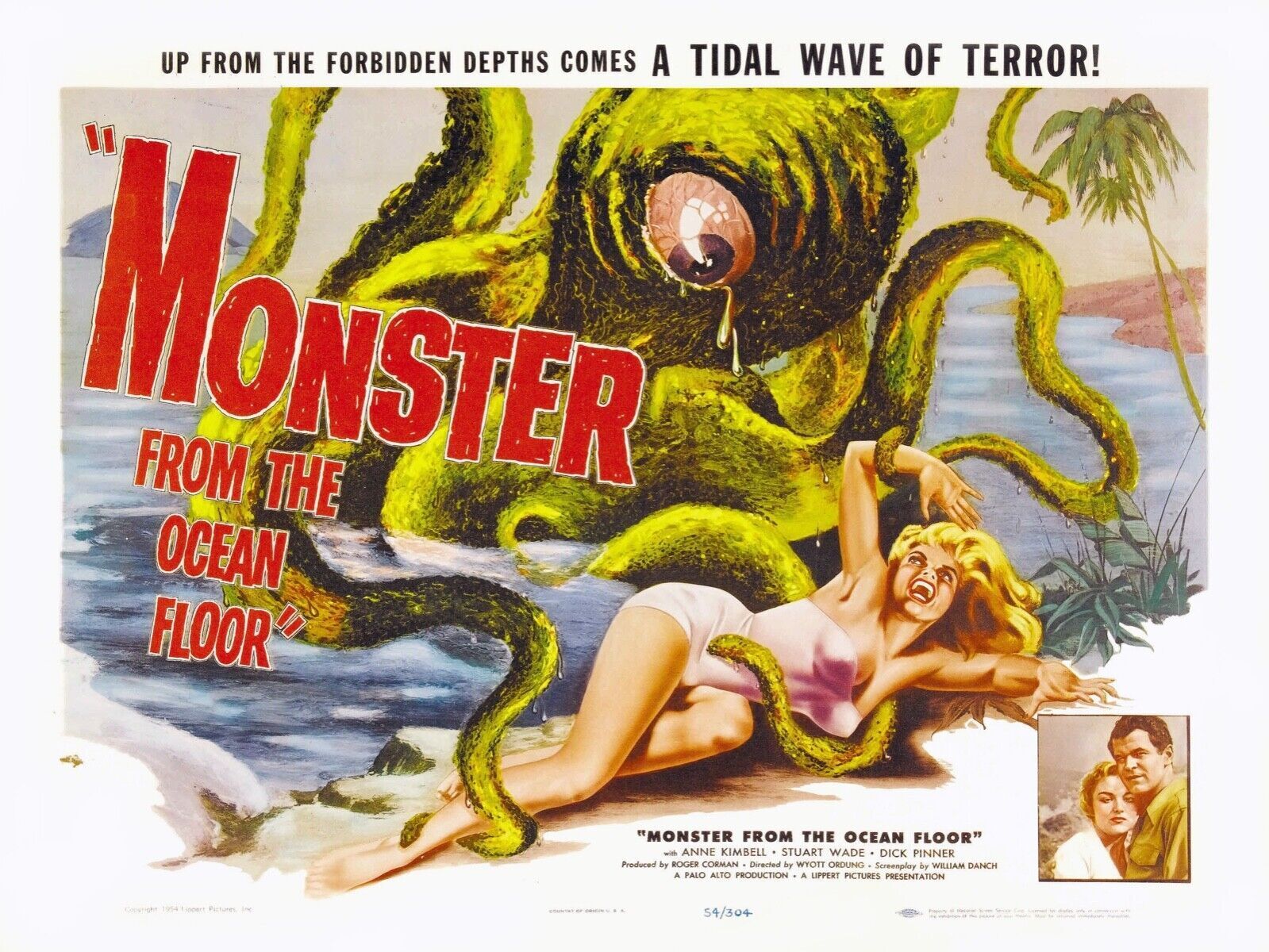 MONSTER FROM THE OCEAN FLOOR, ANNE KIMMEL, 1954, REPRO VINTAGE CINEMA POSTER, HQ