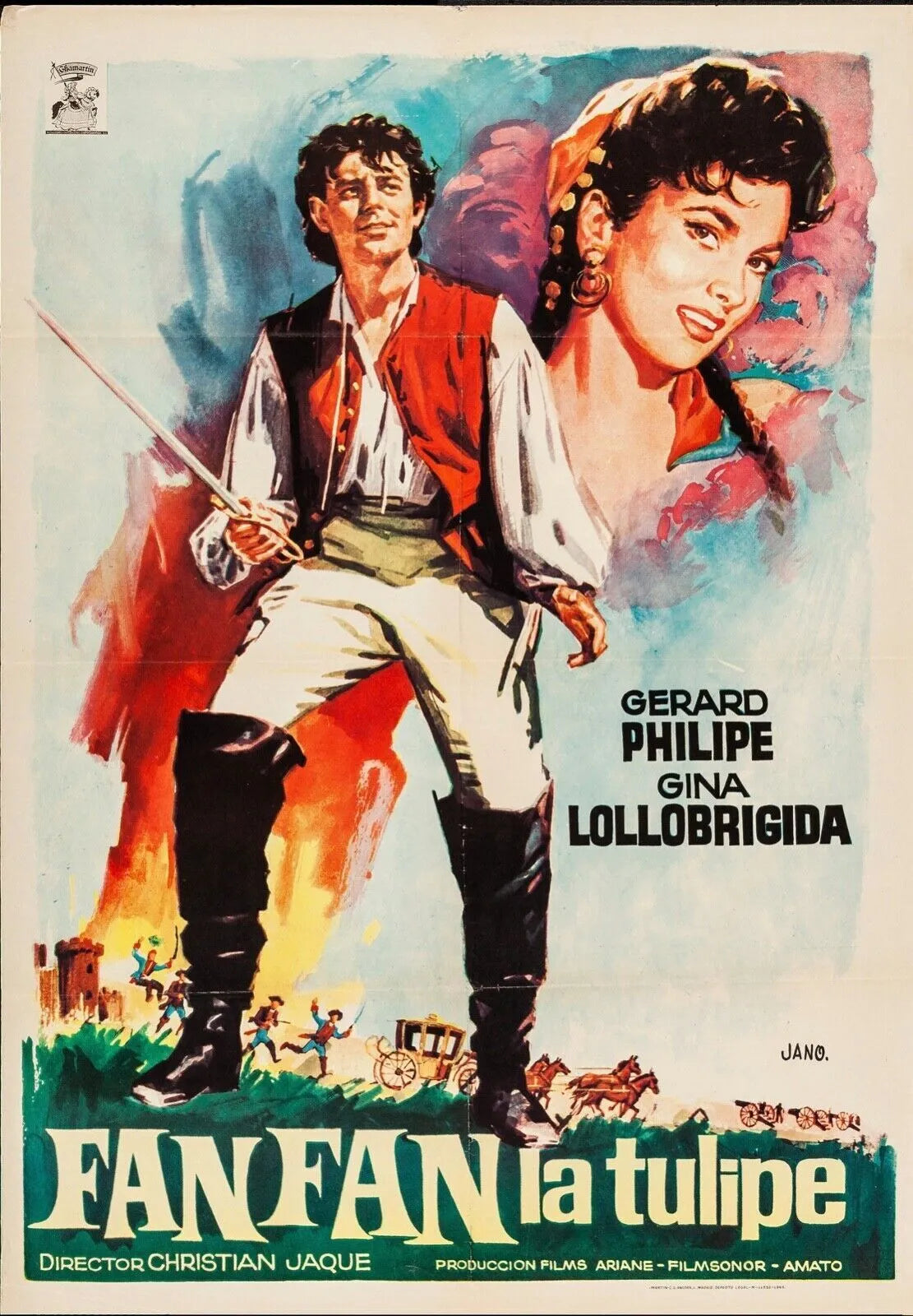 FANFAN LA TULIPE, GERARD PHILIPE, REPRO VINTAGE HQ CINEMA POSTER