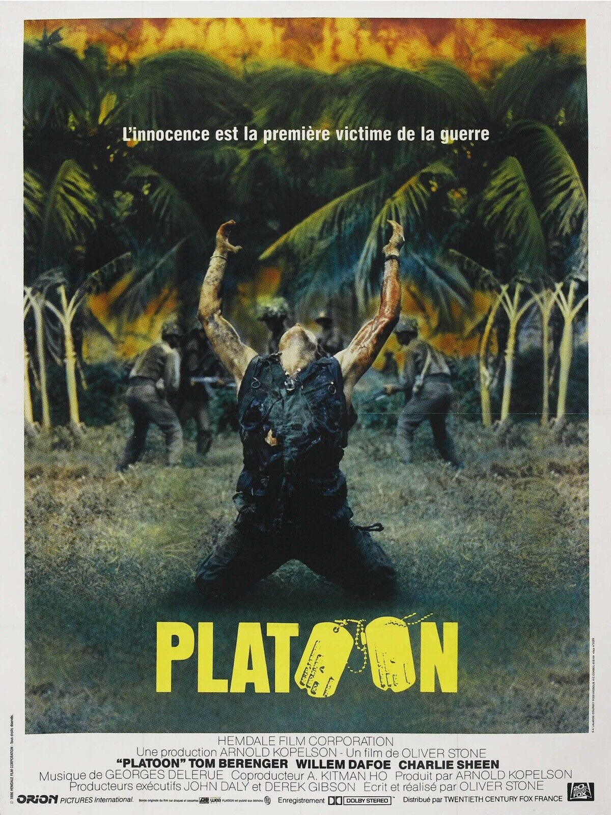 PLATOON, OLIVIER STONE, 1986, Repro affiche cinéma VINTAGE, HQ
