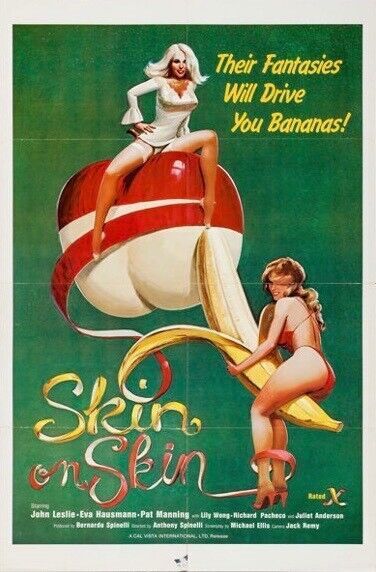 SKIN ON SKIN, JOHN LESLIE, 1980, REPRO AFFICHE CINEMA VINTAGE, HQ