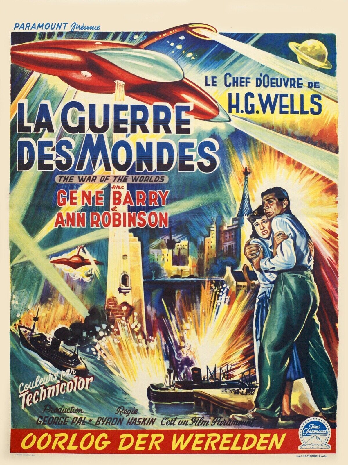 LA GUERRE DES MONDES, GENE BARRY, 1953, Repro affiche cinéma VINTAGE, HQ